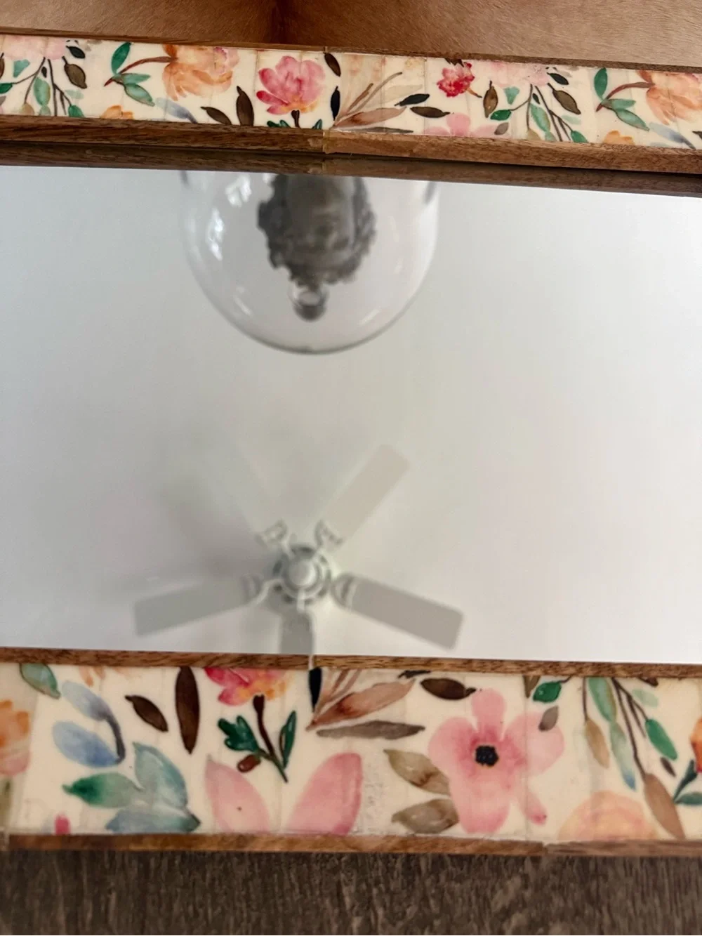 Gorgeous Floral Accent Wall Mirror in Brown and Green Pastel Colors